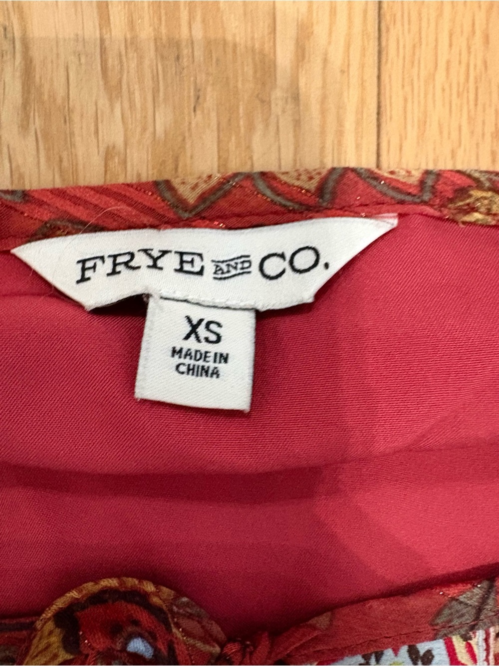 Frye & Co Boho Rust Floral Metallic Pintuck Midi Dress Cottagecore Peasant Sz XS - Picture 7 of 9